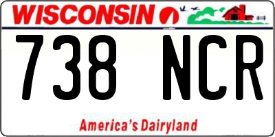 WI license plate 738NCR