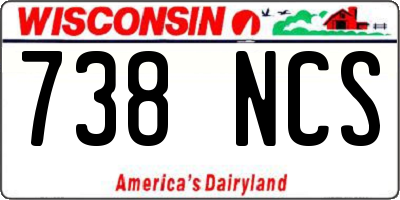 WI license plate 738NCS
