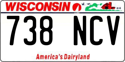 WI license plate 738NCV
