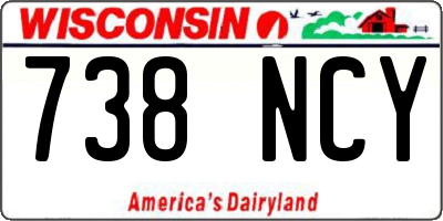 WI license plate 738NCY