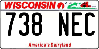 WI license plate 738NEC