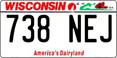 WI license plate 738NEJ