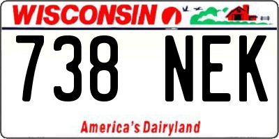 WI license plate 738NEK