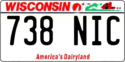 WI license plate 738NIC