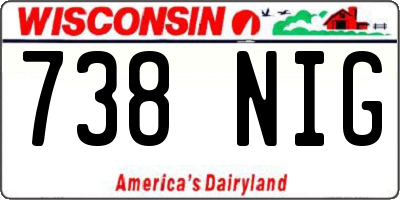 WI license plate 738NIG
