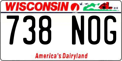WI license plate 738NOG