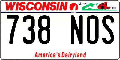 WI license plate 738NOS