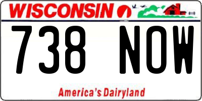 WI license plate 738NOW