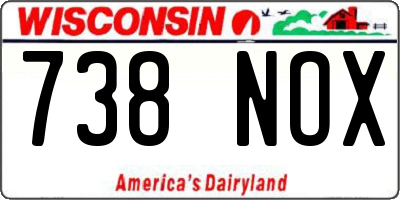WI license plate 738NOX