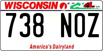 WI license plate 738NOZ