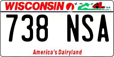 WI license plate 738NSA