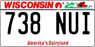 WI license plate 738NUI