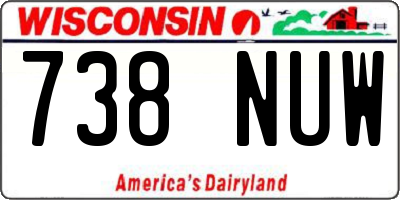 WI license plate 738NUW