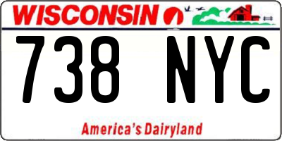 WI license plate 738NYC