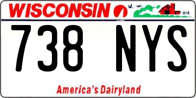 WI license plate 738NYS