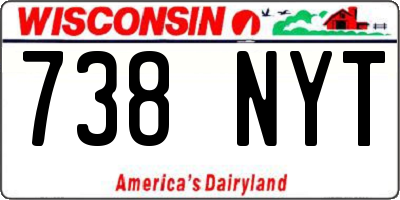 WI license plate 738NYT