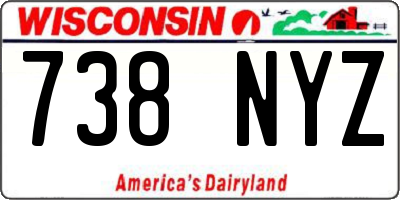 WI license plate 738NYZ