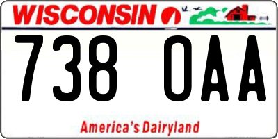 WI license plate 738OAA