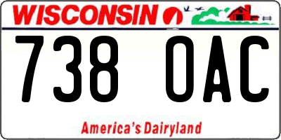 WI license plate 738OAC