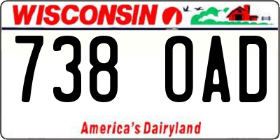 WI license plate 738OAD