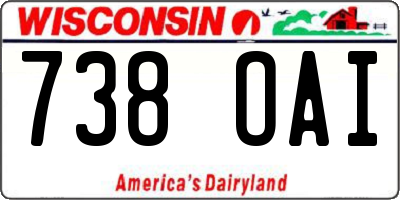 WI license plate 738OAI