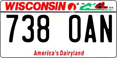 WI license plate 738OAN