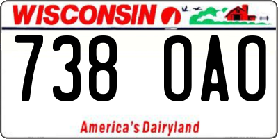 WI license plate 738OAO