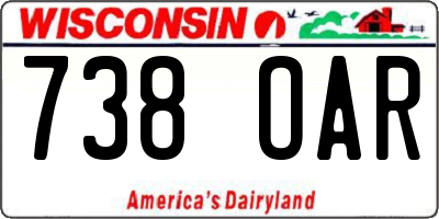 WI license plate 738OAR