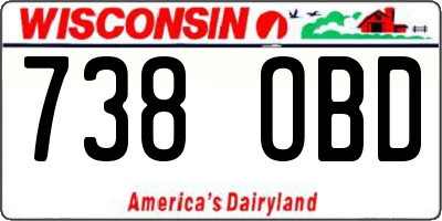 WI license plate 738OBD