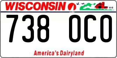 WI license plate 738OCO
