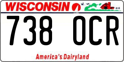 WI license plate 738OCR