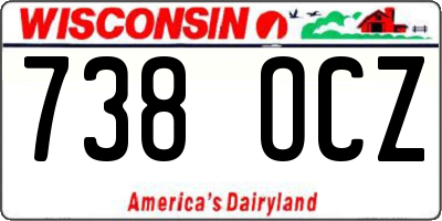 WI license plate 738OCZ
