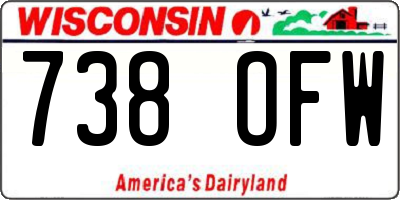 WI license plate 738OFW