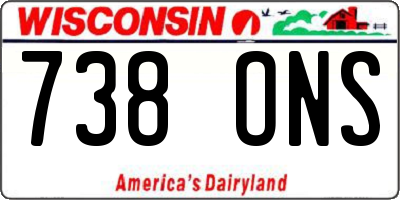 WI license plate 738ONS
