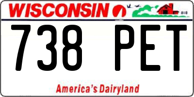 WI license plate 738PET