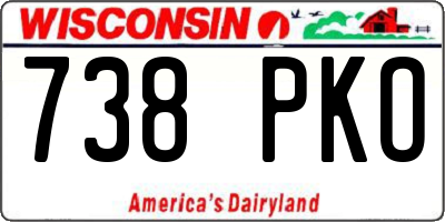 WI license plate 738PKO