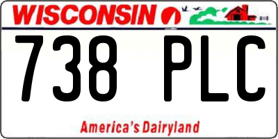 WI license plate 738PLC