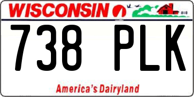 WI license plate 738PLK