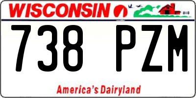 WI license plate 738PZM