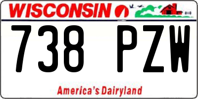 WI license plate 738PZW