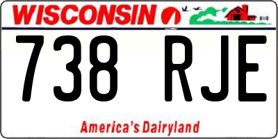WI license plate 738RJE