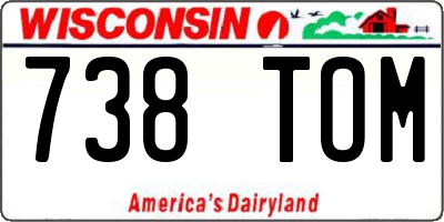 WI license plate 738TOM