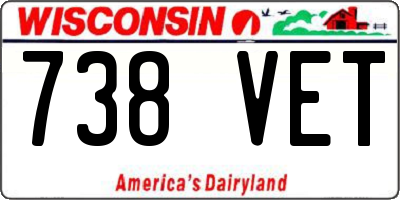 WI license plate 738VET