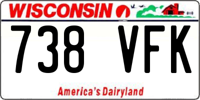 WI license plate 738VFK