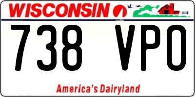 WI license plate 738VPO