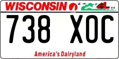 WI license plate 738XOC