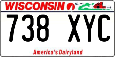 WI license plate 738XYC