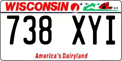 WI license plate 738XYI