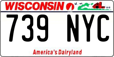 WI license plate 739NYC
