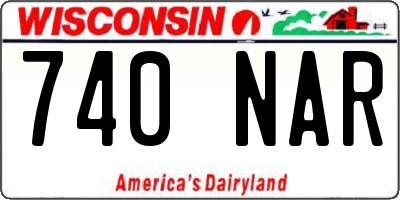 WI license plate 740NAR